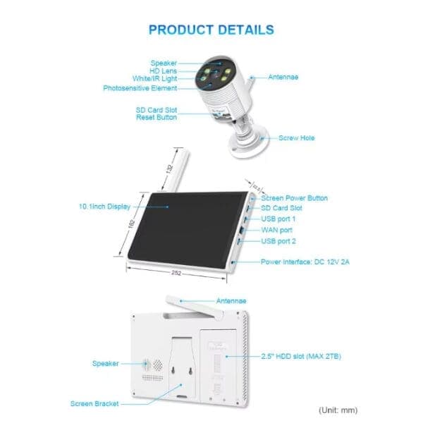 All-in-One DIY CCTV Kit 4-Channel WiFi NVR with 10.1" Built-In Screen & Smart Cameras