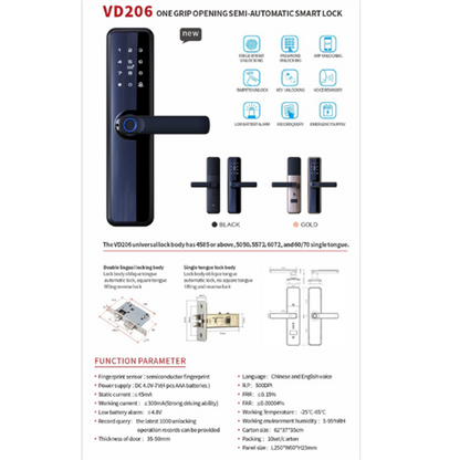 Smart Biometric Door Lock 2024 Model - Universal Side