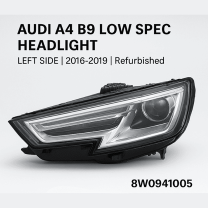 Audi A4 B9 Low Spec Headlight Left Side (Refurbished OEM) - 8W0941005