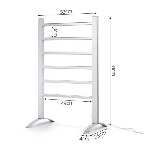 2-in-1 Electric Heated 6 Bar Lightweight Towel Rail