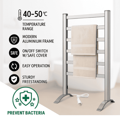 2-in-1 Electric Heated 6 Bar Lightweight Towel Rail