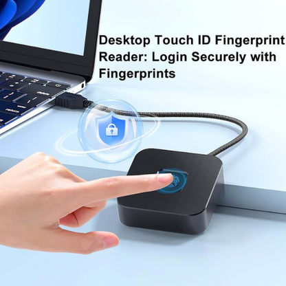 Portable USB Fingerprint Reader – 360-Degree Touch Recognition for PC & Laptop with Hello