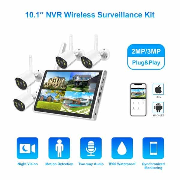 All-in-One DIY CCTV Kit  4-Channel WiFi NVR with 10.1" Built-In Screen &amp; Smart Cameras