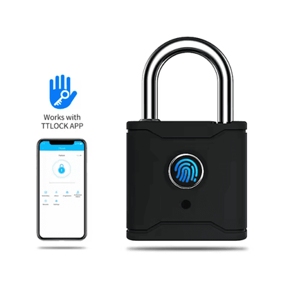 Bluetooth Smart Padlock Fingerprint Lock Keyless with TTlock App - Black 40mm