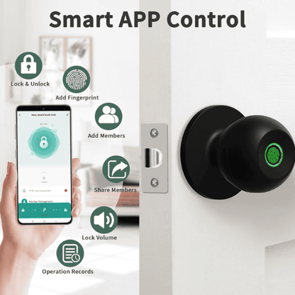 Fingerprint Smart Door Knob - Tuya Black