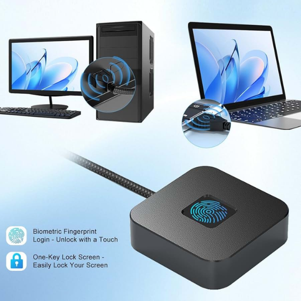 Portable USB Fingerprint Reader – 360-Degree Touch Recognition for PC & Laptop with Hello