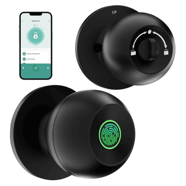 Fingerprint Smart Door Knob - Tuya Black