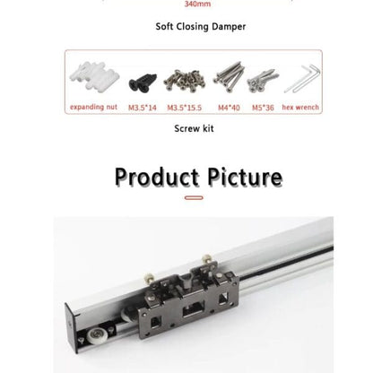 Concealed Sliding Door Track Set  1.2m Ghost Door System with Soft Closing Feature