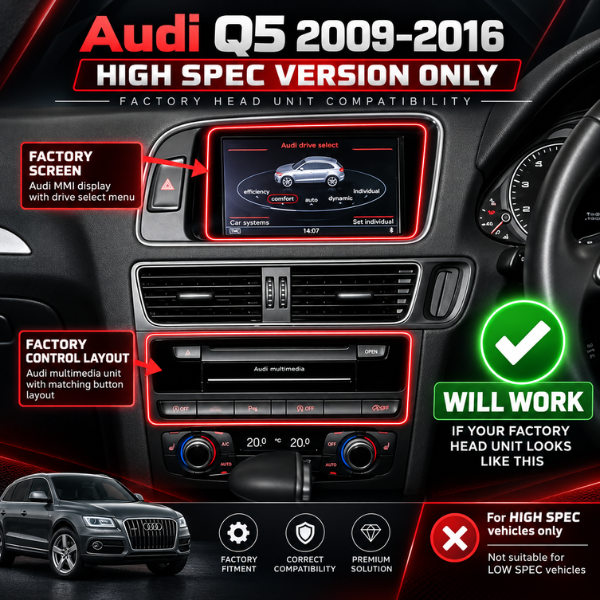 Audi Q5 09-19 High Spec Android Navigation with Built in Carplay/Android Auto