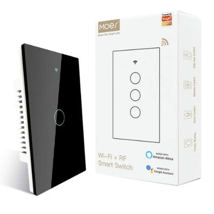 MOES Smart Touch Light Switch BLK,Tuya and WiFi Enabled