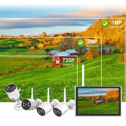 All-in-One DIY CCTV Kit  4-Channel WiFi NVR with 10.1" Built-In Screen &amp; Smart Cameras