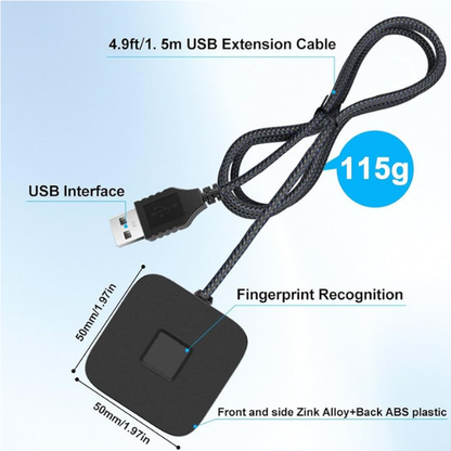 Portable USB Fingerprint Reader – 360-Degree Touch Recognition for PC & Laptop with Hello