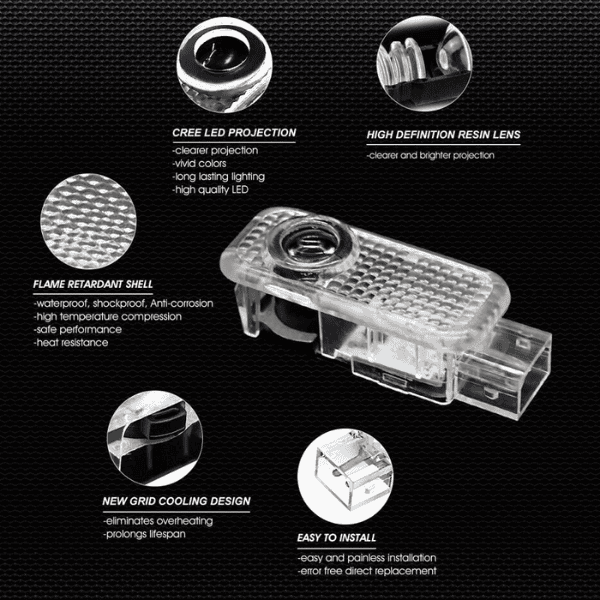 Audi Car Door LED Logo Lights  - Set of 2