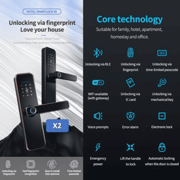 Smart Intelligent Wifi Door Lock - Black
