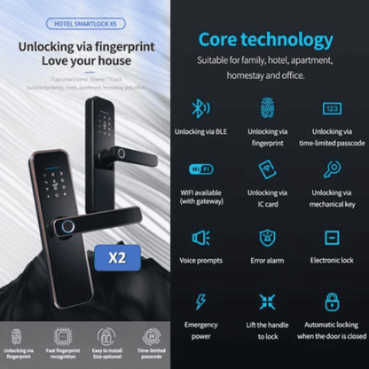 Smart Intelligent Wifi Door Lock - Black