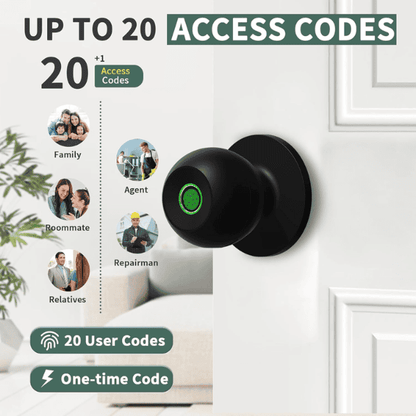 Fingerprint Smart Door Knob - Tuya Black