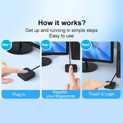 Portable USB Fingerprint Reader – 360-Degree Touch Recognition for PC & Laptop with Hello
