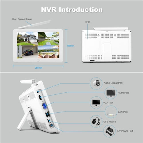 4-Channel Wireless CCTV System with 10.1″ LCD Monitor & Two-Way Audio (New Model)