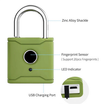 Bluetooth Smart Padlock Fingerprint Lock Keyless with TTlock App - Black 60mm
