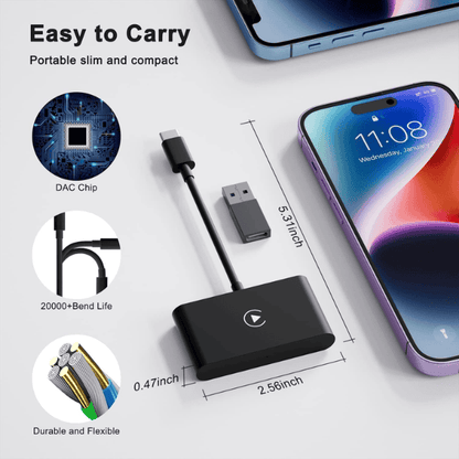 Wired To Wireless Apple CarPlay Android Auto Dongle for Cars from 2016+