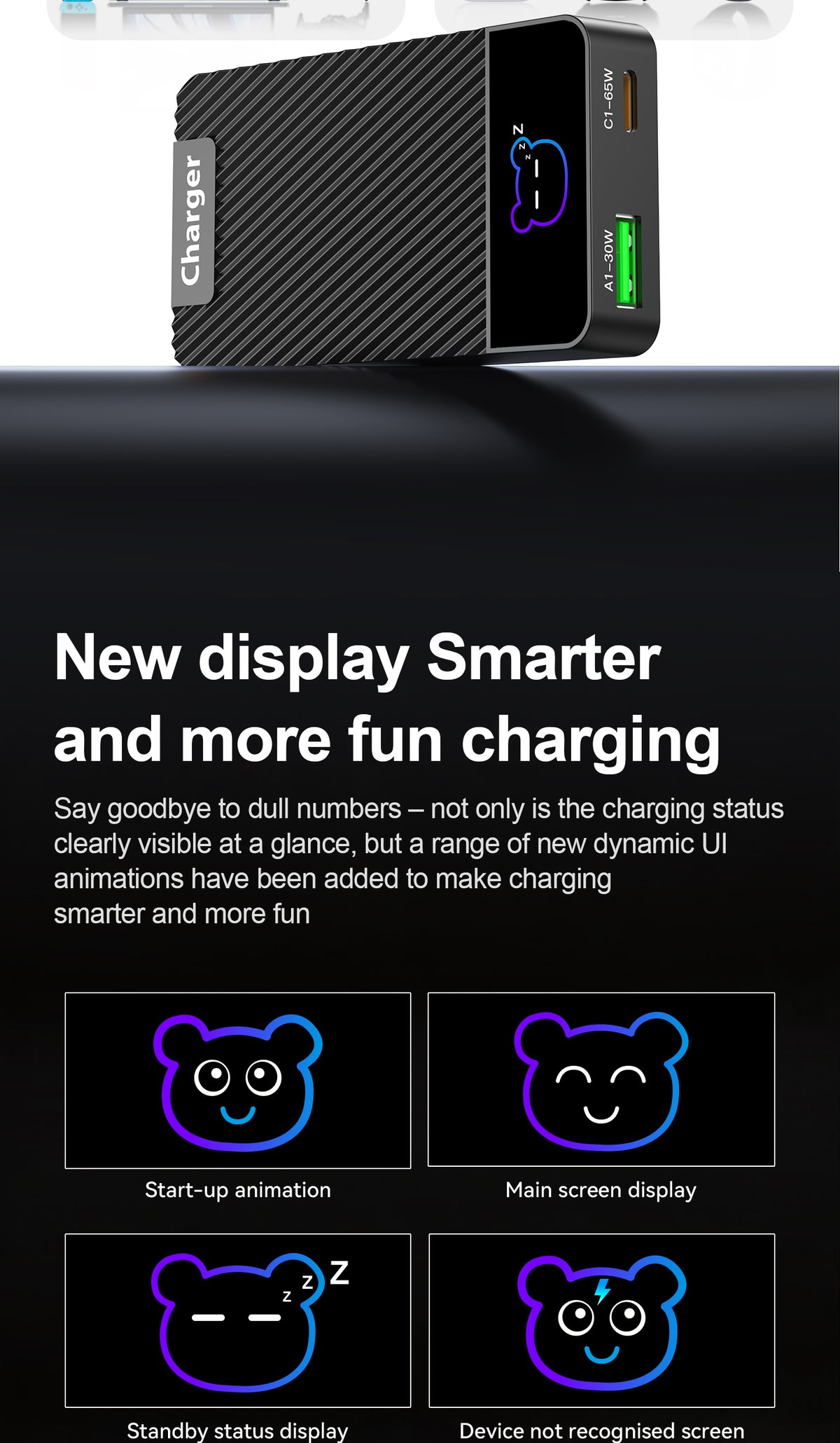 72W GaN Ultra-Slim Fast Charger with Digital Display