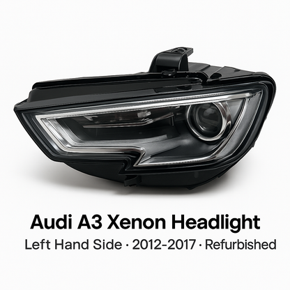 Audi A3 Xenon Headlight Left Side (Refurbished OEM) - 8V0941005D