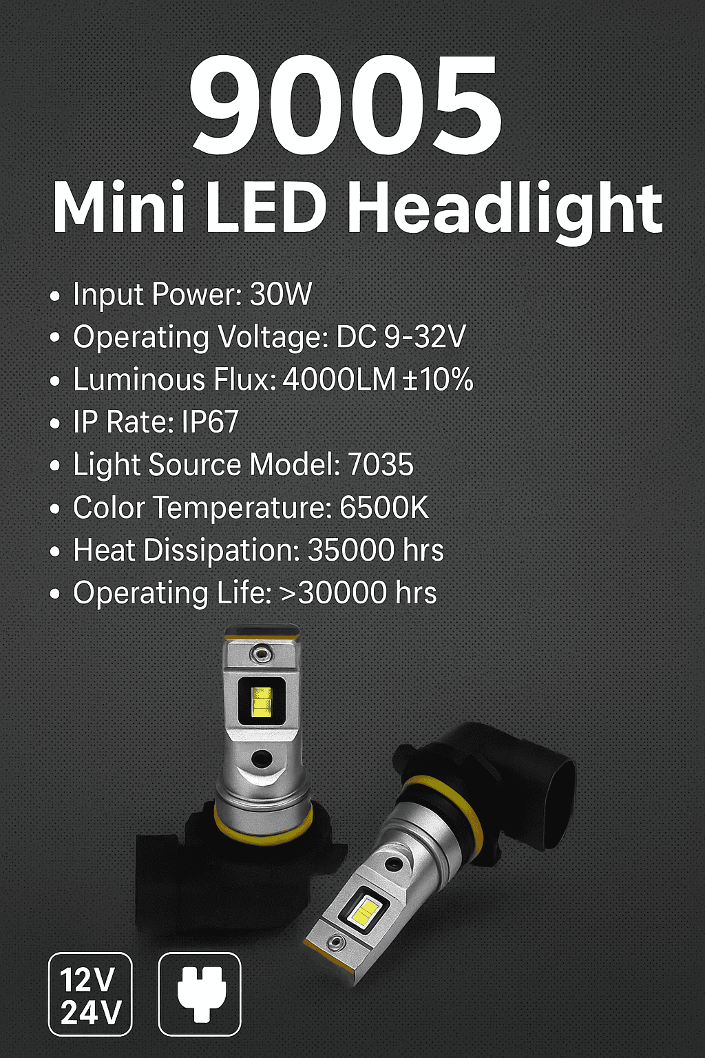J7 LED 9005 Headlight Bulbs - Set of 2