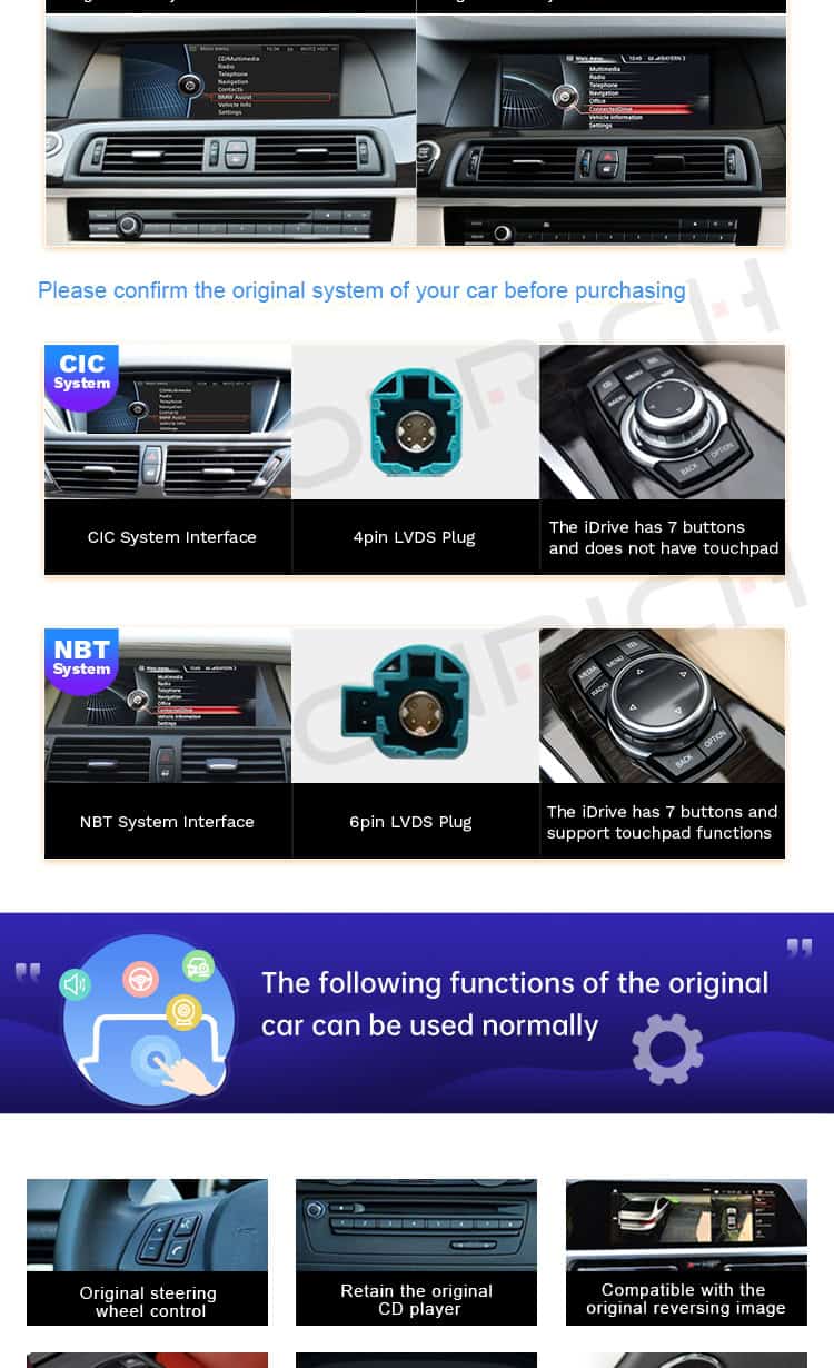 12.5'' Android 13 Navigation for BMW 5 F10 F11 F18 (2011-2012) CIC  Carplay Android auto