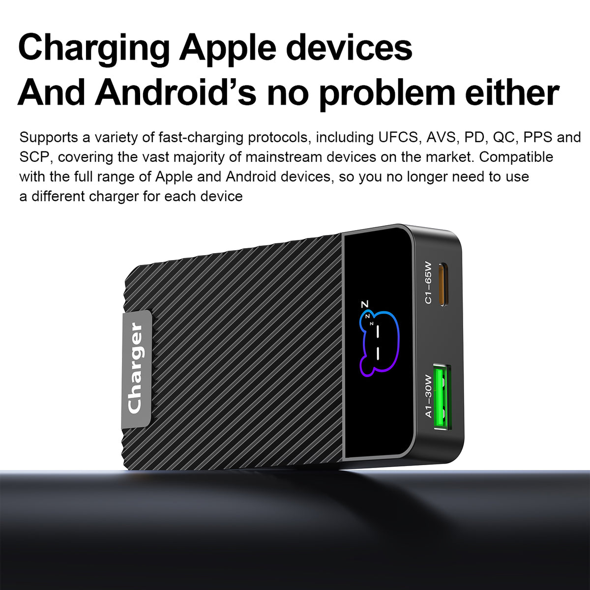 72W GaN Ultra-Slim Fast Charger with Digital Display