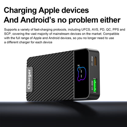 72W GaN Ultra-Slim Fast Charger with Digital Display