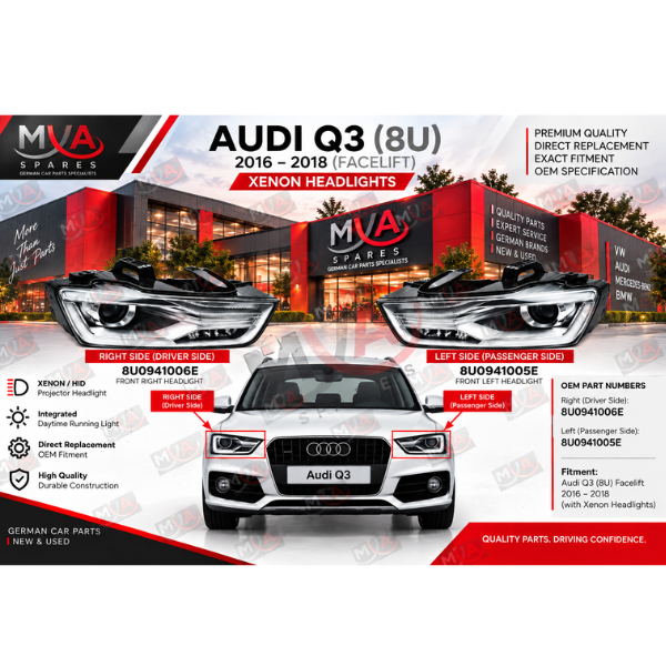AUDI Q3 8U Facelift 2016+ XENON HEADLIGHT RIGHT/DRIVERS SIDE - 8U0941006E
