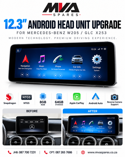 Mercedes W205 / X253 12.3" Snapdragon CarPlay Android Head Unit Upgrade NTG 5.0