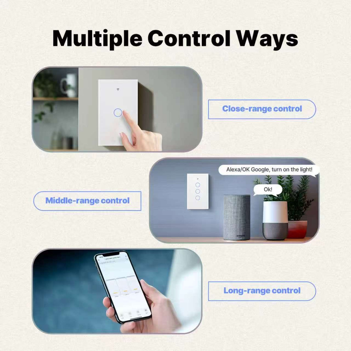 MOES Smart Touch Light Switch BLK,Tuya and WiFi Enable 2B UPGRADED 2026