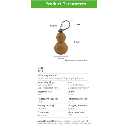 Mini Fingerprint Smart PadLock - Tuya App Controlled - Green