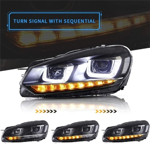 VW Polo / Golf 6 MK6 LED Headlight Left side with Sequential Indicators Second hand