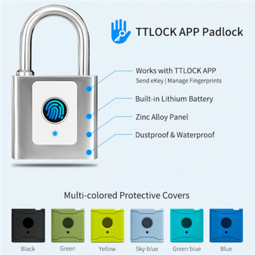 Bluetooth Smart Padlock Fingerprint Lock Keyless with TTlock App - Black 60mm