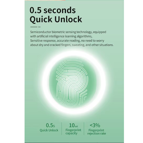 Mini Fingerprint Smart PadLock - Tuya App Controlled - Green