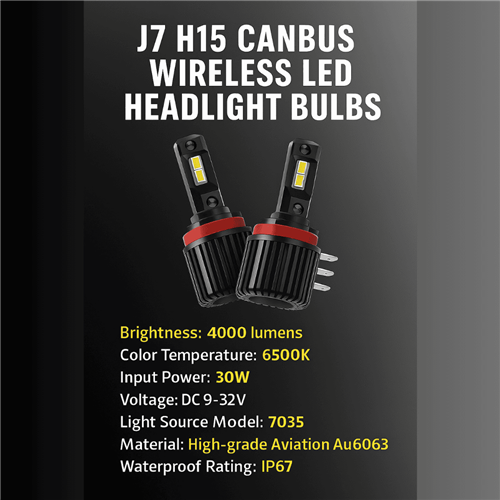 J7 H15 Canbus Wireless LED Headlight Bulbs - Set of 2