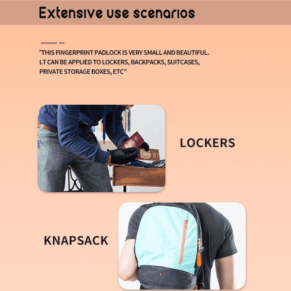 Anti-theft Smart Mini Fingerprint Padlock - T01 (Orange)
