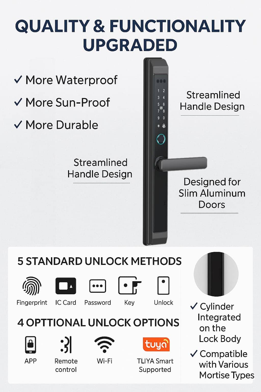 Alliminium Door Lock Tuya Upgraded 2025