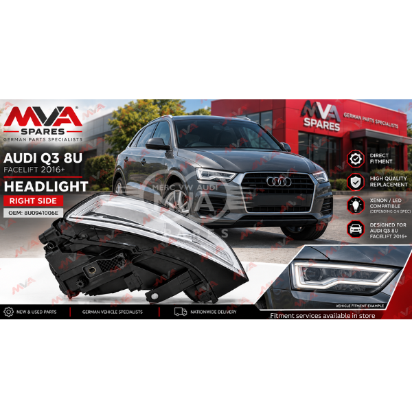 AUDI Q3 8U Facelift 2016+ XENON HEADLIGHT RIGHT/DRIVERS SIDE - 8U0941006E